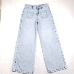 Thereabouts Girls Size 16 Light Acid Wash Wide Leg High Rise Jeans Adjustable
